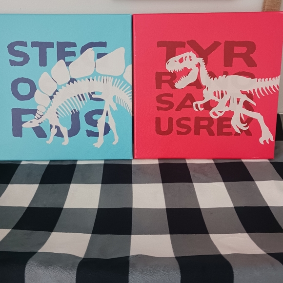 Dinosaur Art Canvas Wall Decor, Set of 3 - Picture 4 of 13